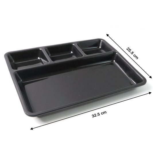 Plastic 4-compartment Rectangular Meal Serving Tray Sectioned Dining Plate (1 Pc)