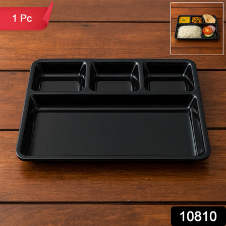 Plastic 4-compartment Rectangular Meal Serving Tray  Sectioned Dining Plate (1 Pc)