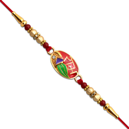 Ram Name Rakhi With Leaf Motif  Enamel Design