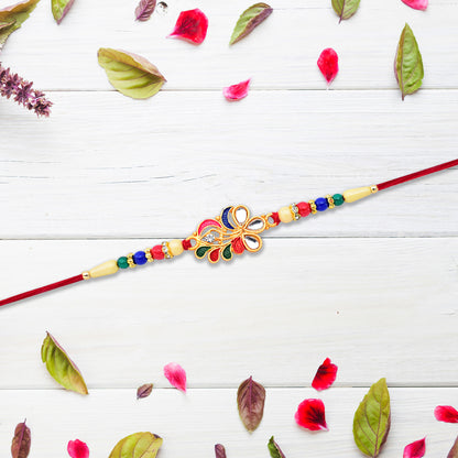 Multicolor Peacock Feather Rakhi