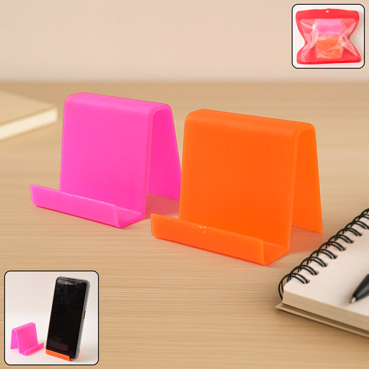 Durable Plastic Mobile Phone Stand With Angled Support (2 Pc  Mix Color)