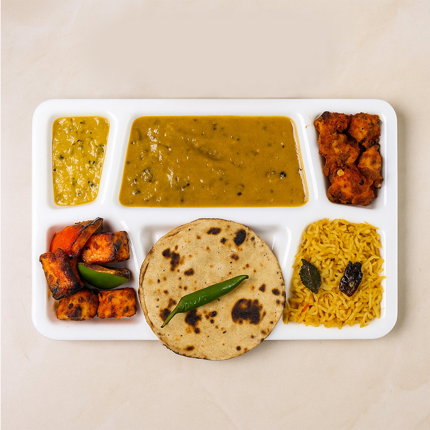 Plastic Multi-compartment Meal Serving Tray  3-section Rectangular Dining Plate (1 Pc  Black)