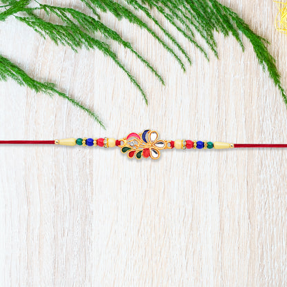 Multicolor Peacock Feather Rakhi