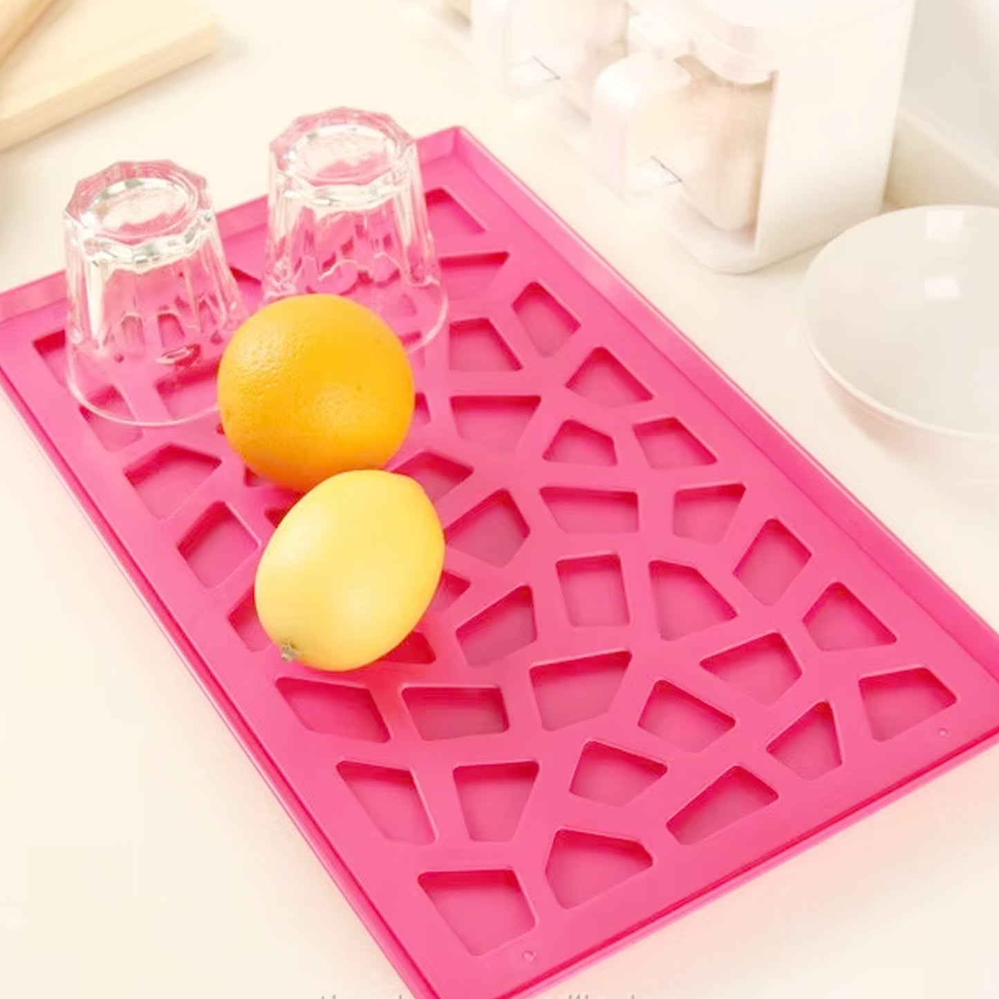 Plastic Kitchen Tray With Modern Hollow Design (40x25 Cm)