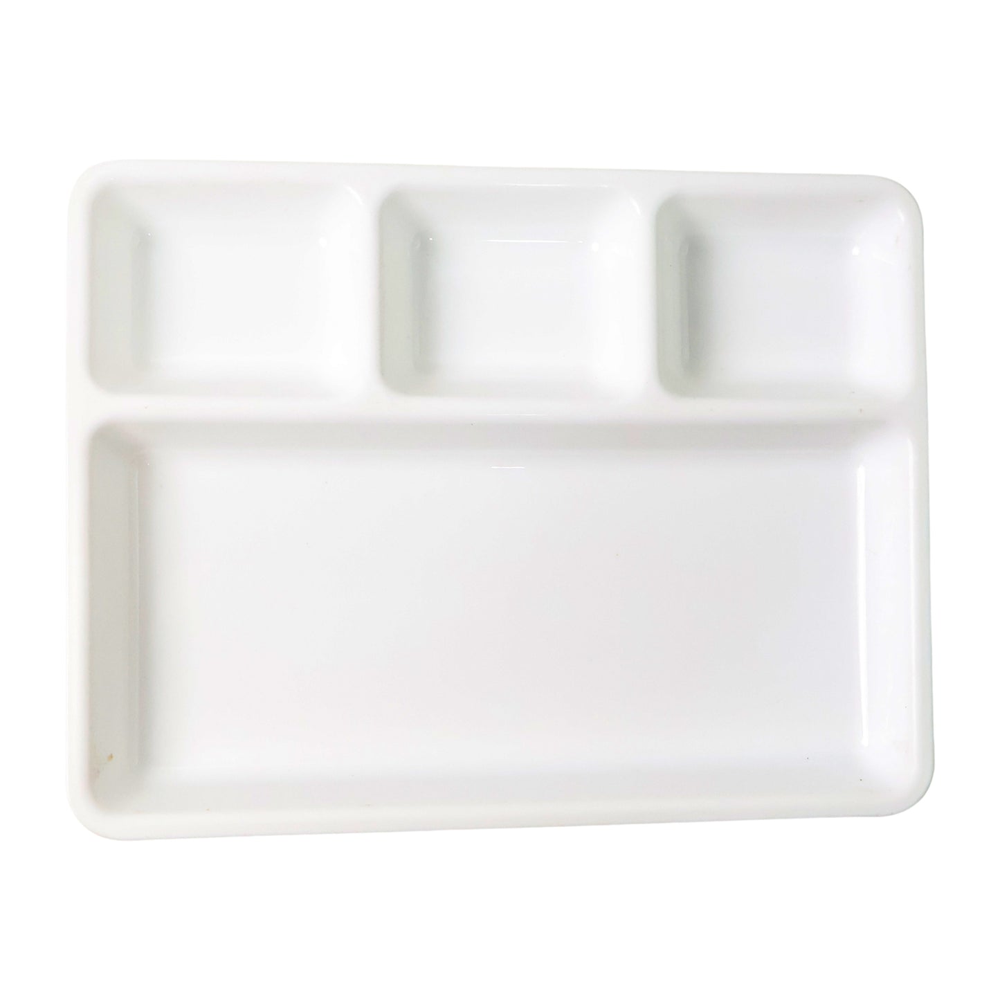Plastic 4-compartment Rectangular Meal Serving Tray  Plate (1 Pc  White)