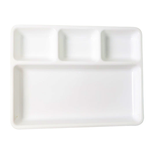 Plastic 4-compartment Rectangular Meal Serving Tray  Plate (1 Pc  White)