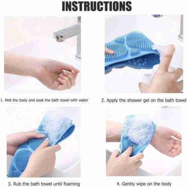 7275 Silicone Body Back Scrubber Double Side Bathing Brush For Skin Deep Cleaning