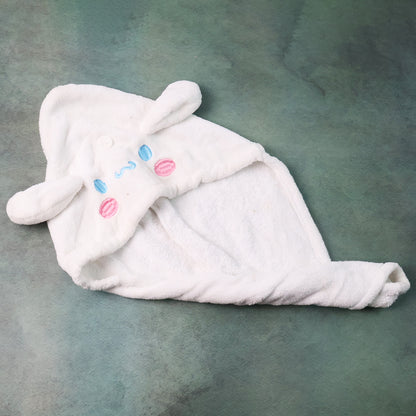 Soft Microfiber Cartoon Design Hair Drying Towel Wrap With Button Closure (1 Pc)