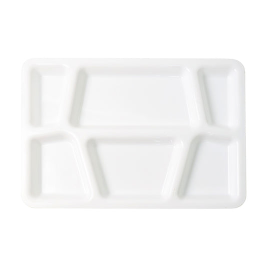 Plastic Multi-compartment Rectangular Meal Serving Tray  Plate (1 Pc  White)