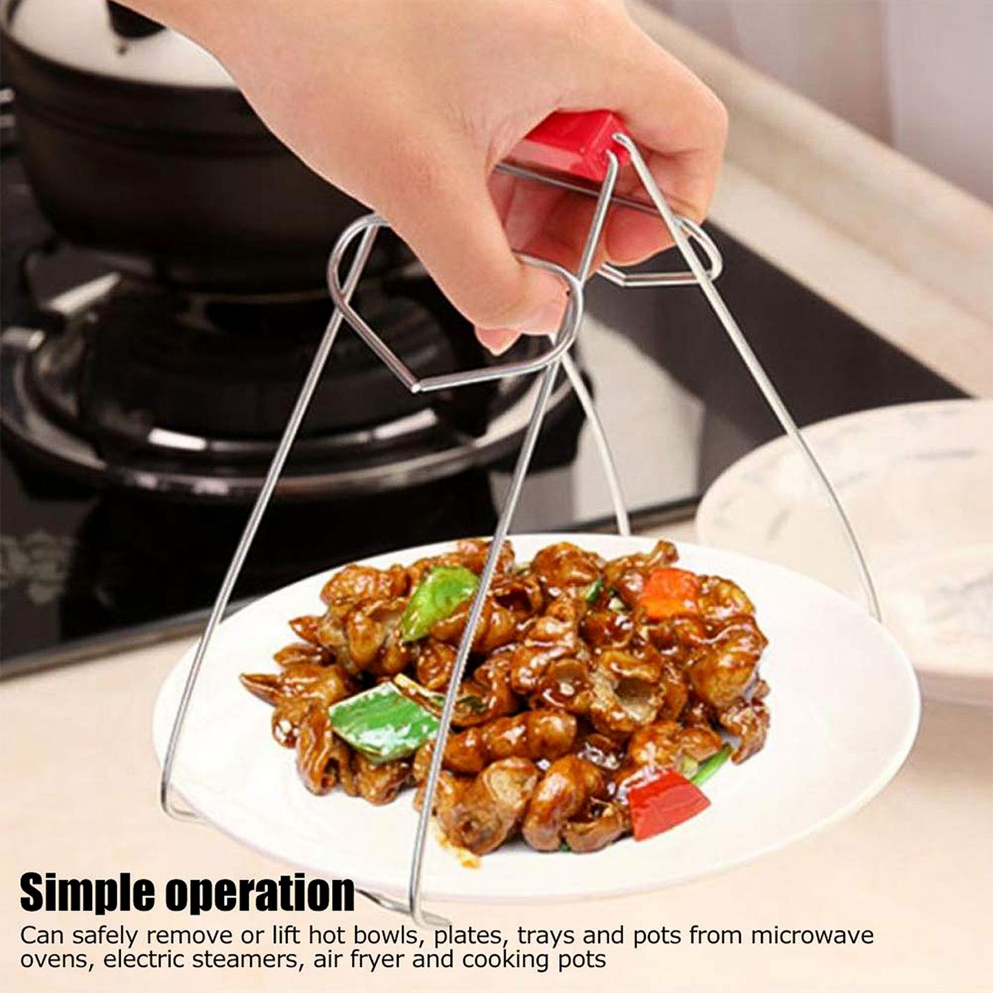 Heavy-duty Stainless Steel Kitchen Dish Plate Bowl Vessel Gripper Tong (1 Pc)
