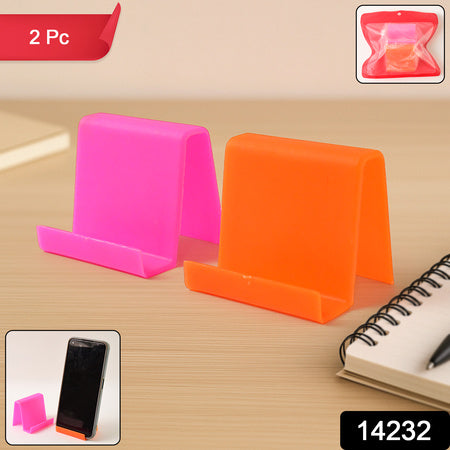 Durable Plastic Mobile Phone Stand With Angled Support (2 Pc  Mix Color)