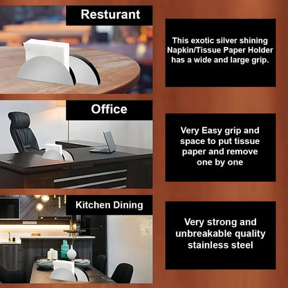 Stainless Steel Half-moon Shaped Tissue Paper Napkin Holder Stand (1 Pc)