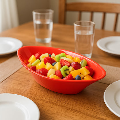 Plastic Marin Serving Bowl  Elegant Oval Deep Bowl (1 Pc  Red)