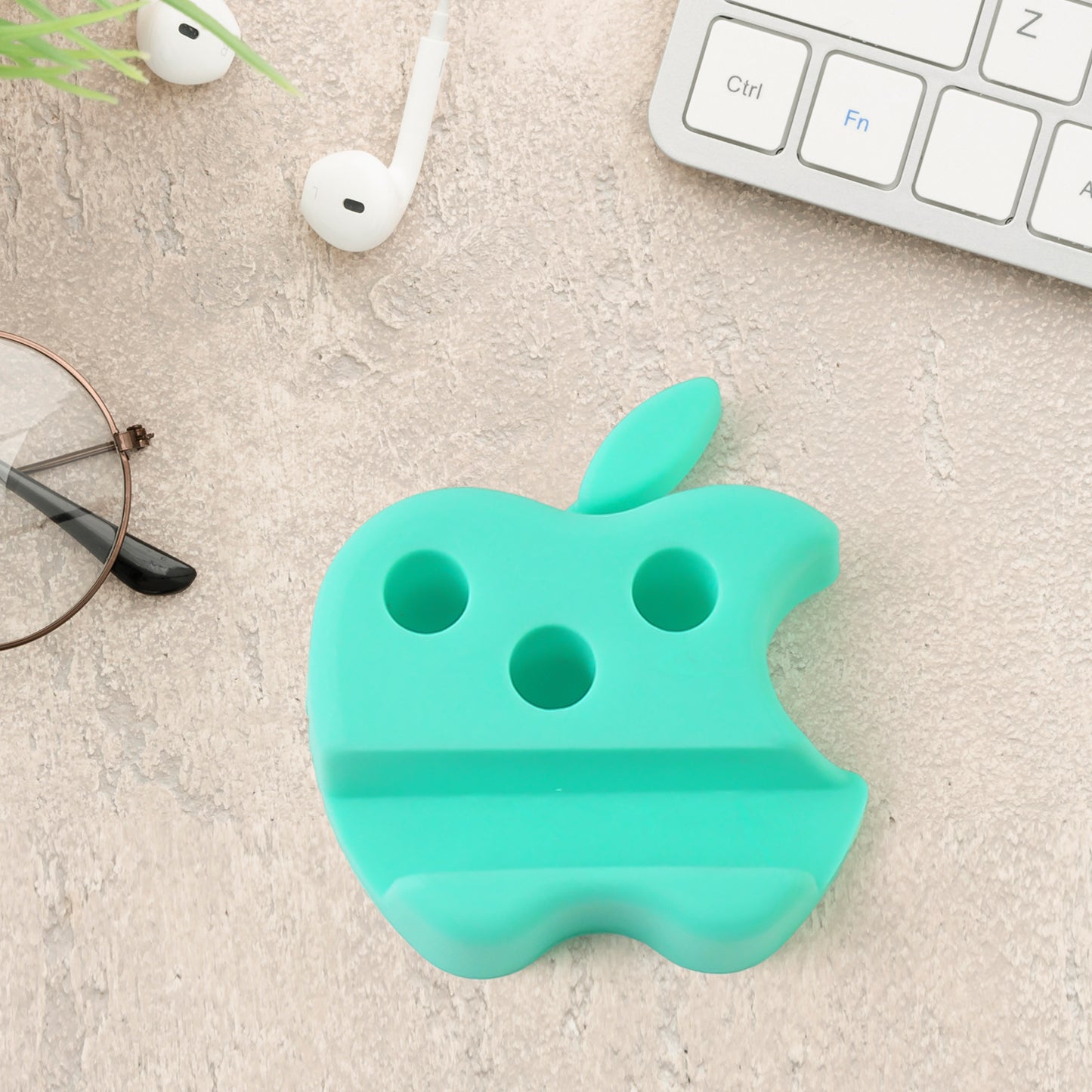 Multi-functional Apple-shaped Plastic Mobile Stand With Pen Holder (3 Pc  Mix Color)