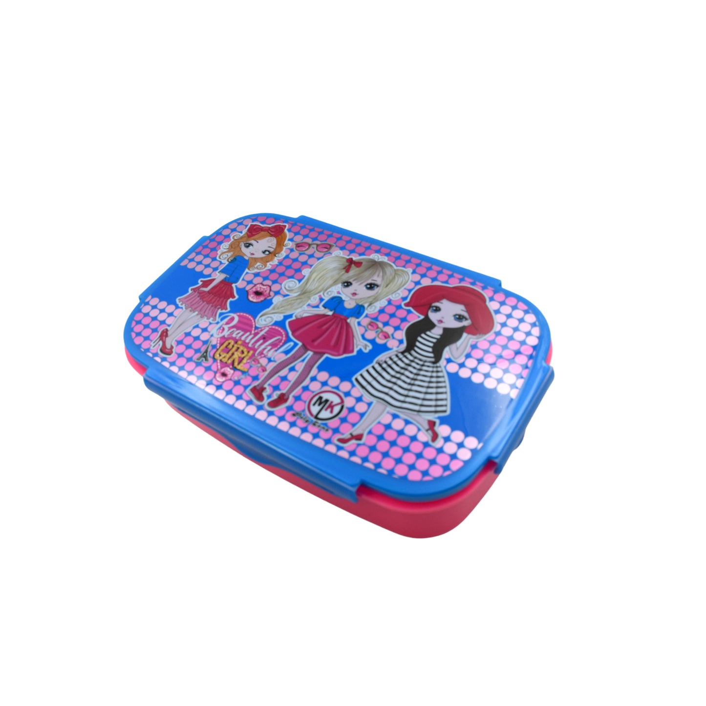 5983 Cartoon Printed Plastic Lunch Box With Inside Small Box  Spoon For Kids Air Tight Lunch Tiffin Box For Girls Boys Food Container Specially Designed For School Going Boys And Girls