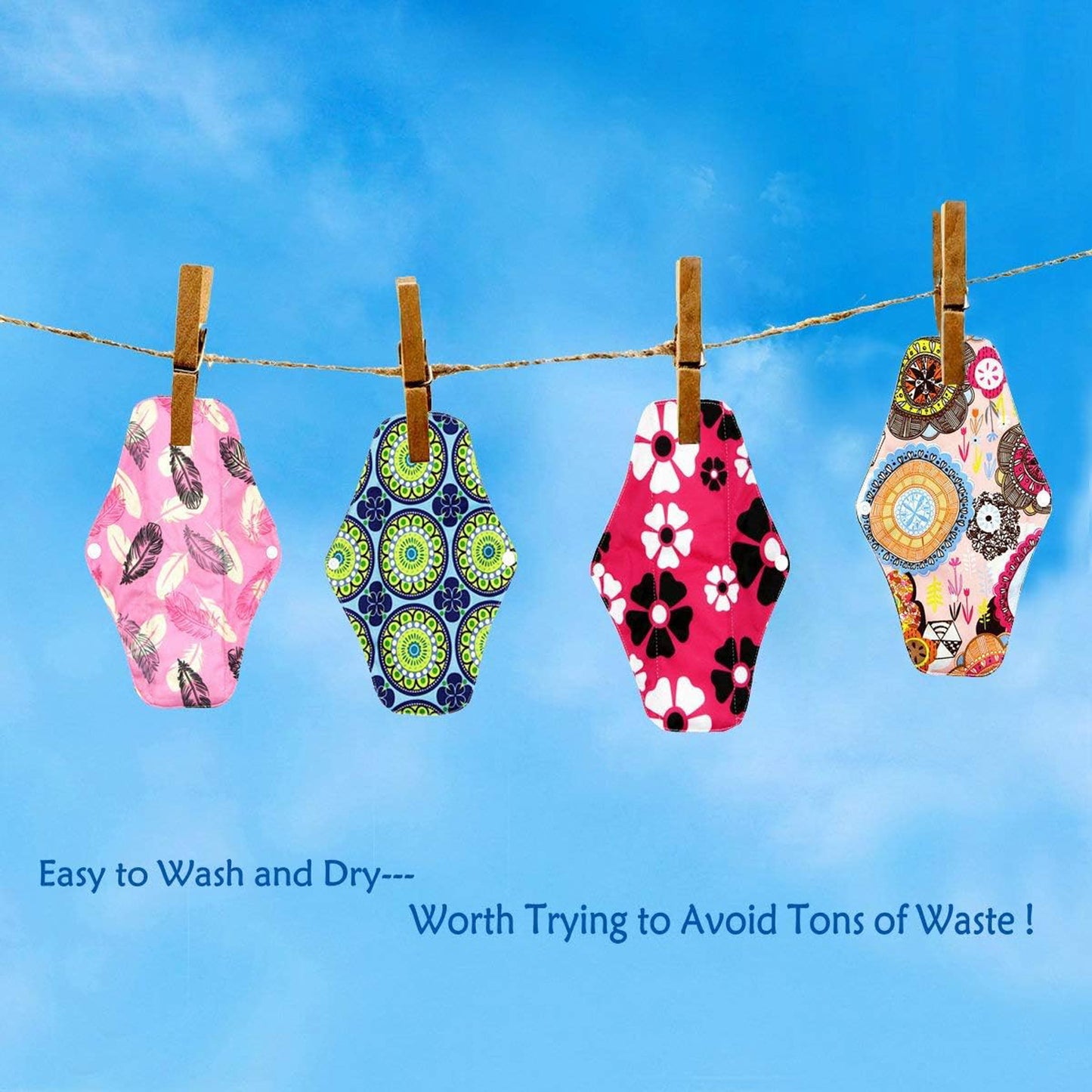 Reusable Cloth Sanitary Pads For Women (4 Pc  Set)