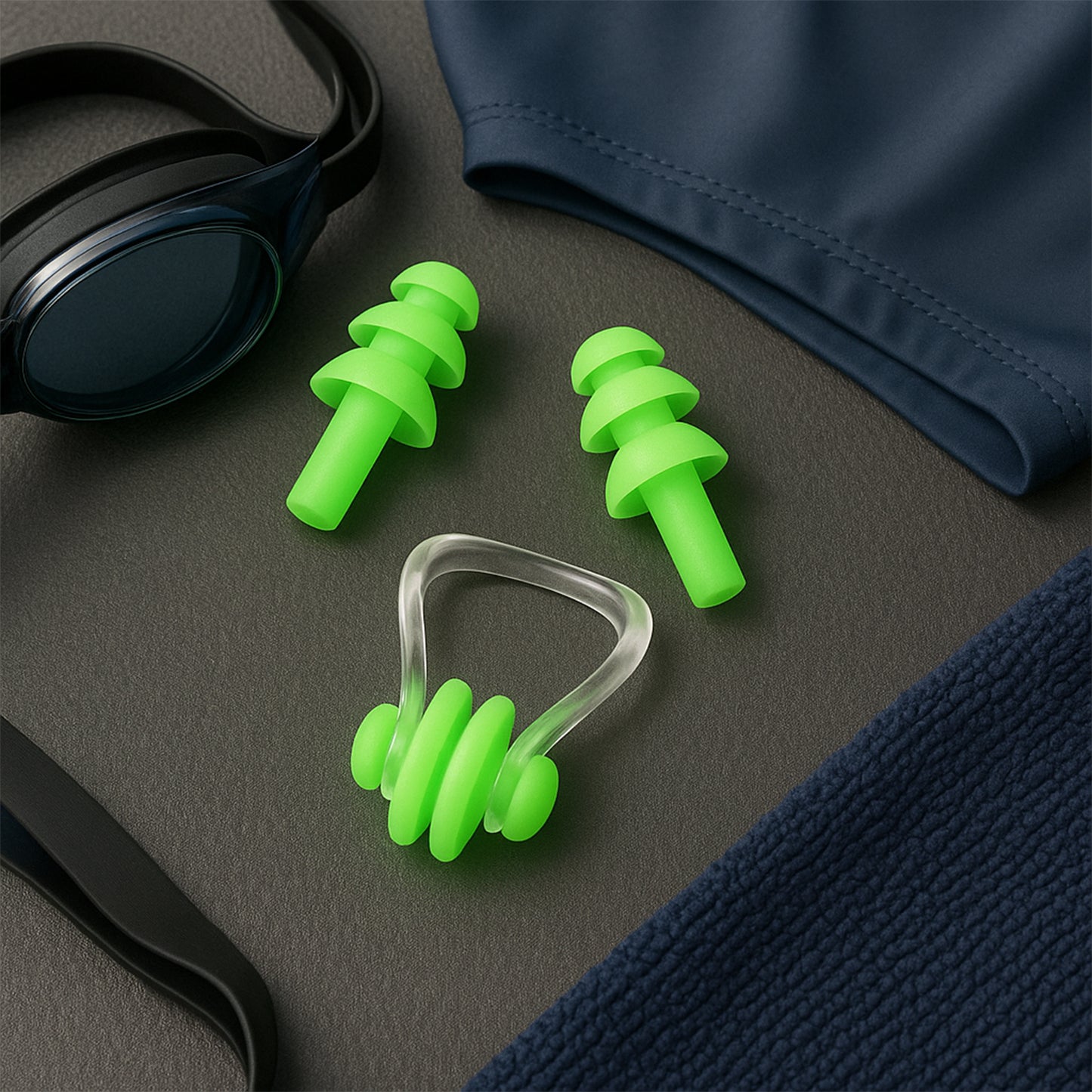 Swimming Earplugs And Nose Clip Set (3 Pc)