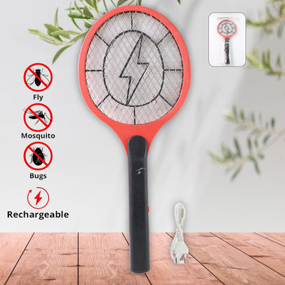 Red Rechargeable Electric Mosquito Killer Racket With Cable